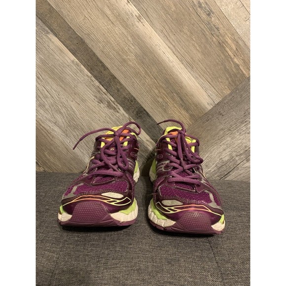 Asics Gel Nimbus 15 Women’s Size 8 Running Shoes Purple Lime Yellow T3B5N - Picture 2 of 8